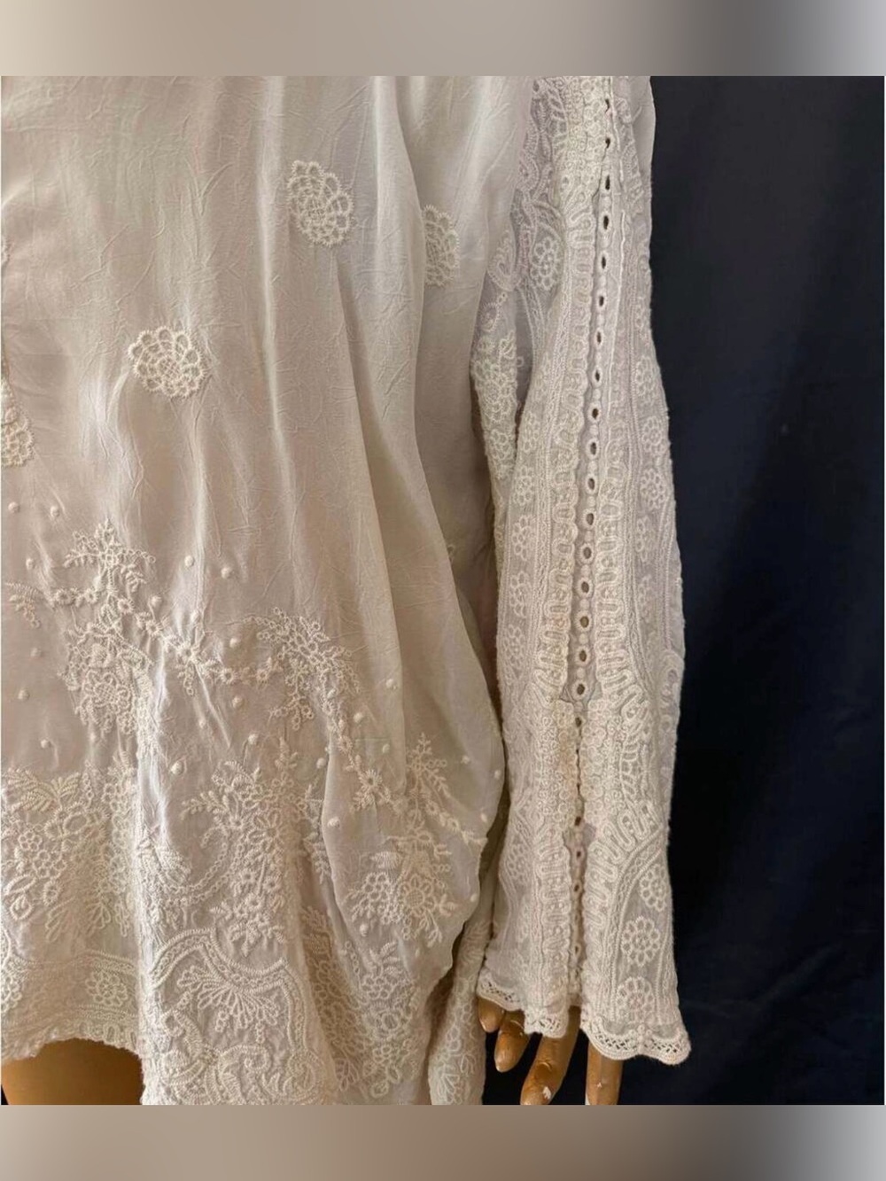 Johnny Was Cream Embroidered Boho Tunic Top - Picture 2 of 8